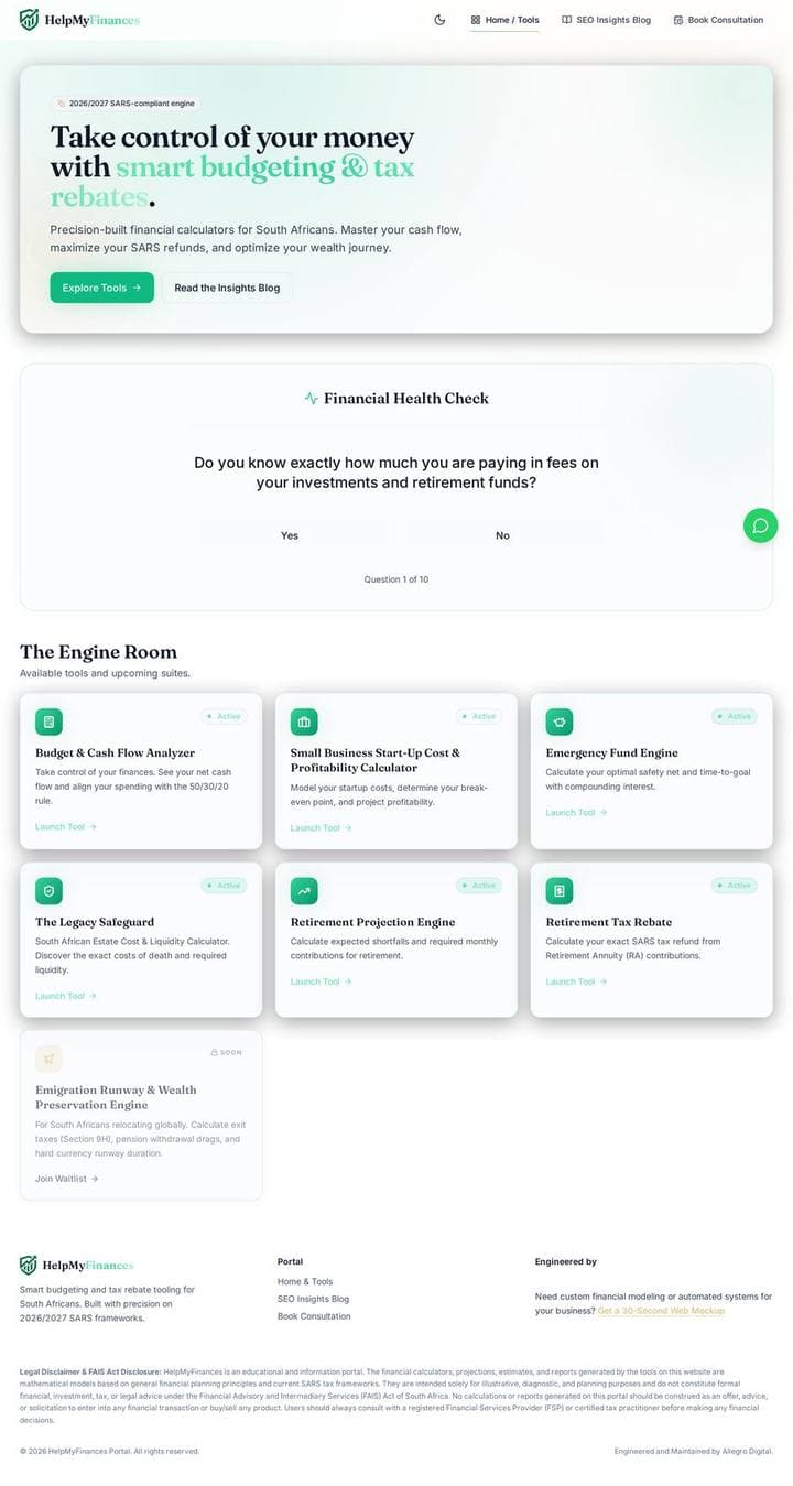 HelpMyFinances website